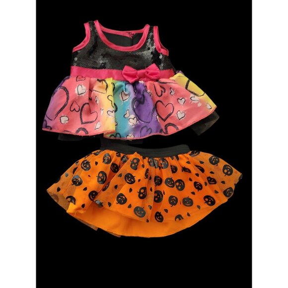 Build A Bear Jack O Lantern Tutu And Rainbow Dress Clothing - Picture 1 of 9